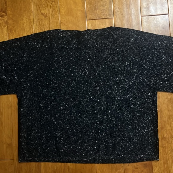 Eileen Fisher Wool Blend Boxy Top Size L 3/4 Sleeve Sparkle Tunic Whimsigoth - Picture 8 of 10